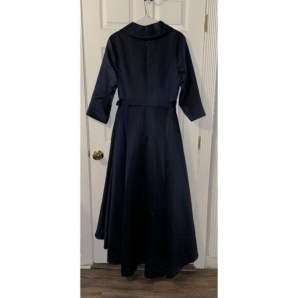 JJs House Dress Size 20 Satin A-line HiLow 3/4 Sleeve. Belt, Pockets, Faux Wrap - Picture 3 of 8